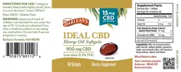 Label for Ideal CBD Hemp Oil Sofgels 15 mg