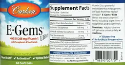 Label for E-Gems Elite 400 IU (268 mg)