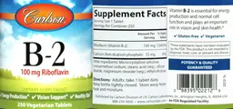 Label for B-2 100 mg Riboflavin