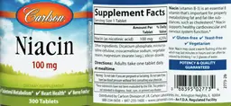 Label for Niacin 100 mg