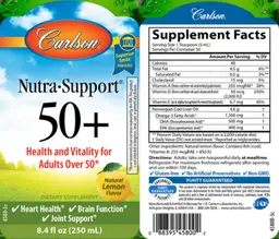 Label for Nutra-Support 50+ Natural Lemon Flavor