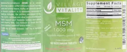 Label for MSM 1,000 mg