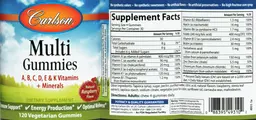 Label for Multi Gummies Natural Raspberry Flavor