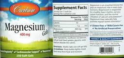 Label for Magnesium Gels 400 mg