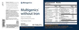 Label for Multigenics without Iron