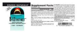 Label for B-12 Fast Melt 5 mg