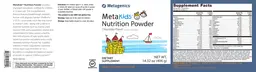 Label for MetaKids Nutrition Powder Chocolate Flavor