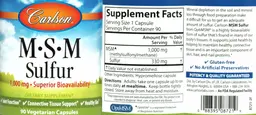 Label for M-S-M Sulfur 1,000 mg