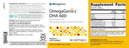 Label for OmegaGenics DHA 600 Natural Lemon Flavor