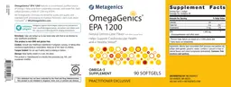 Label for OmegaGenics EPA 1200 Natural Lemon-Lime Flavor