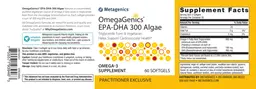 Label for OmegaGenics EPA-DHA 300 Algae