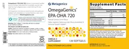 Label for OmegaGenics EPA-DHA 720 Natural Lemon-Lime Flavor