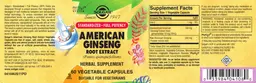 Label for American Ginseng Root Extract