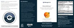 Label for MetaRelax Orange Citrus Flavor