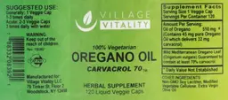 Label for Oregano Oil