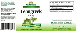 Label for Fenugreek 610 mg