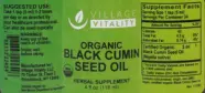 Label for Organic Black Cumin Seed Oil