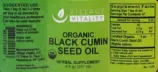 Label for Organic Black Cumin Seed Oil