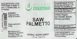Label for Saw Palmetto