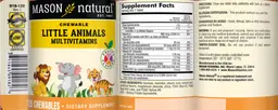 Label for Chewable Little Animals Multivitamins Fruity Flavors