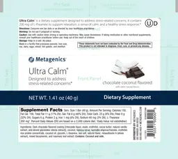 Label for Ultra Calm Chocolate Coconut Flavored
