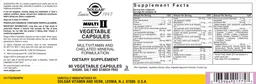 Label for Multi II Vegetable Capsules