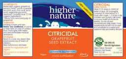 Label for Citricidal Grapefruit Seed Extract