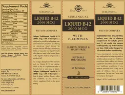 Label for Sublingual Liquid B-12 2000 mcg with B-Complex