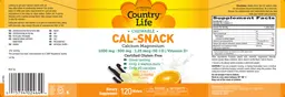 Label for Cal-Snack Calcium Magnesium Vanilla Orange Flavor