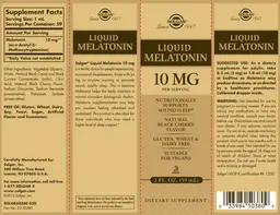 Label for Liquid Melatonin 10 mg Natural Black Cherry Flavor