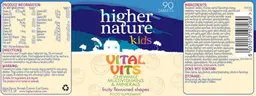 Label for Vital Vits Fruity Flavoured Shapes