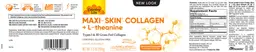 Label for Maxi-Skin Collagen + L-Theanine Zen Orange Mandarin Flavored Powder