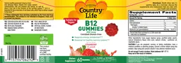 Label for B12 Gummies 850 mcg Strawberry Flavor