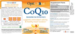 Label for CoQ10 200 mg Maximum Potency