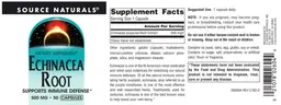 Label for Echinacea Root 500 mg