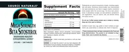 Label for Mega Strength Beta Sitosterol 375 mg
