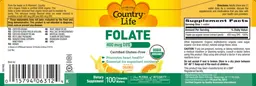 Label for Folate 400 mcg DFE Orange Flavor