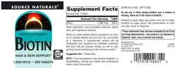 Label for Biotin 1,000 mcg