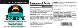 Label for Berberine 500 mg