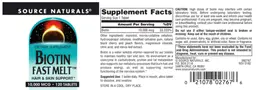 Label for Biotin Fast Melt 10,000 mcg