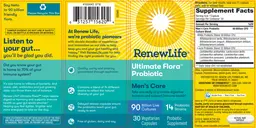 Label for Renew Life Ultimate Flora Men's Care 90 Billion