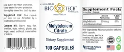 Label for Molybdenum Citrate