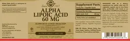 Label for Alpha Lipoic Acid 60 mg