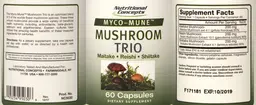 Label for Myco-Mune Mushroom Trio