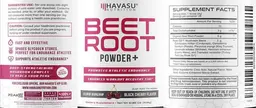 Label for Beet Root Powder + Black Cherry Flavor