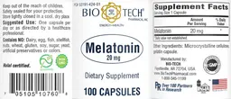 Label for Melatonin 20 mg