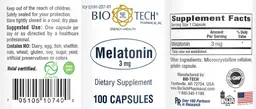 Label for Melatonin 3 mg