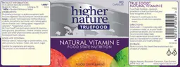 Label for True Food Natural Vitamin E