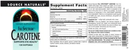 Label for Full Spectrum Carotene