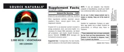 Label for B-12 2,000 mcg